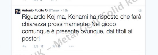 Konami попросила журналиста удалить твит об упоминании в MGS V Кодзимы