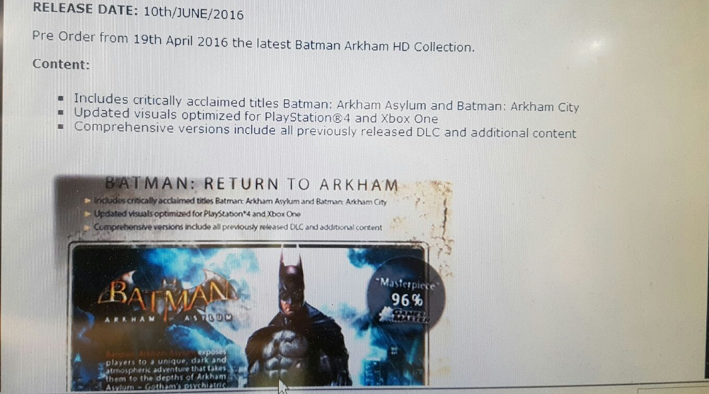 Слух: на PS4 и Xbox One выйдет Batman Arkham HD Collection