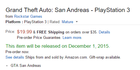 PS3-версия GTA San Andreas может появиться на физических ностиелях