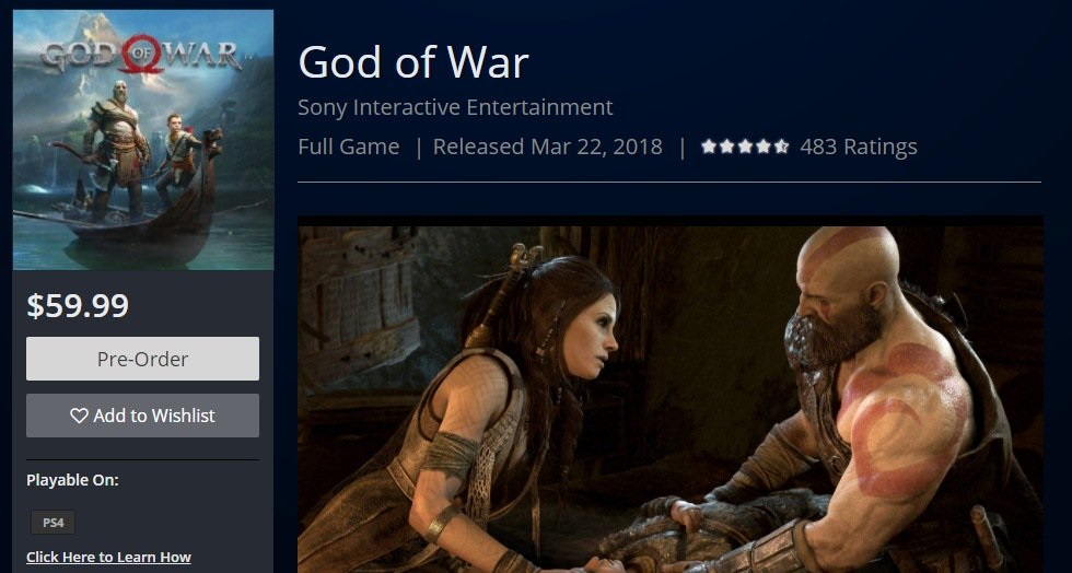 В PlayStation Store заметили дату выходу новой God of War