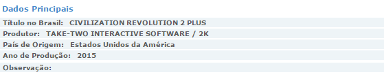 Civilization Revolution 2 Plus для PS Vita появилась в бразильской рейтинговой системе