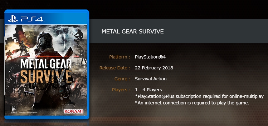 Metal Gear Survive потребует от вас постоянного Интернет-соединения
