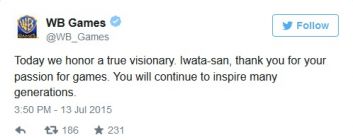 Представители игровой индустрии выражают свои соболезнования по поводу смерти Сатору Иватa